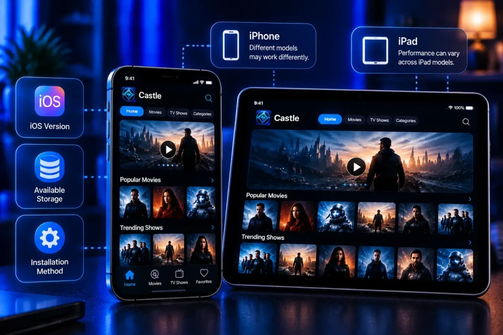 Check Castle compatibility across iPhone and iPad models based on iOS version, storage and installation method