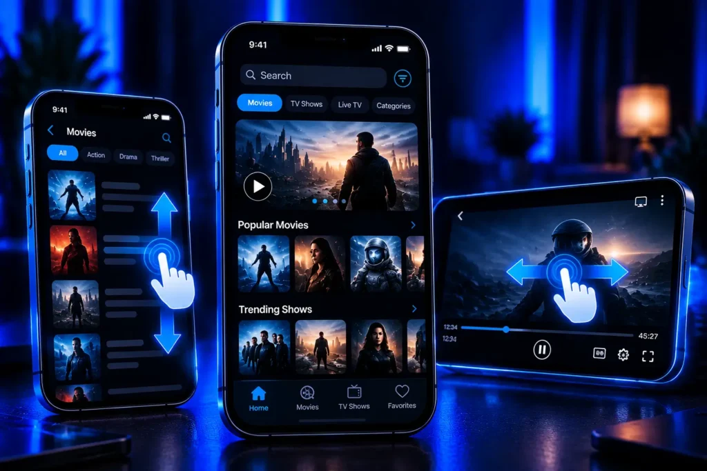 Control Castle with taps and swipes on a mobile device without using a keyboard or mouse