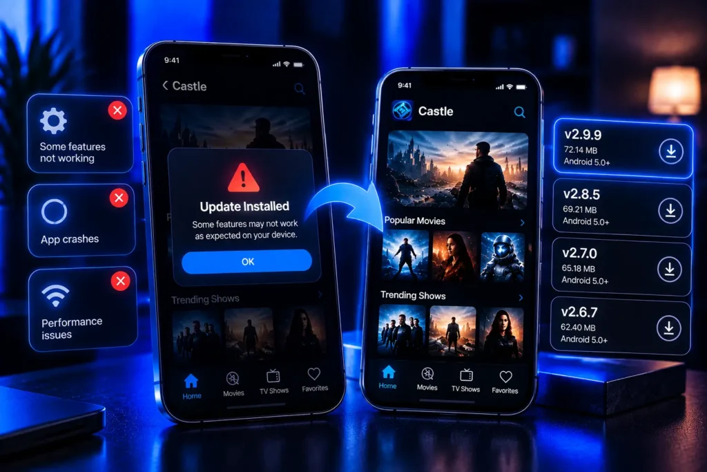 Return to an older Castle version if a new update causes issues on your device
