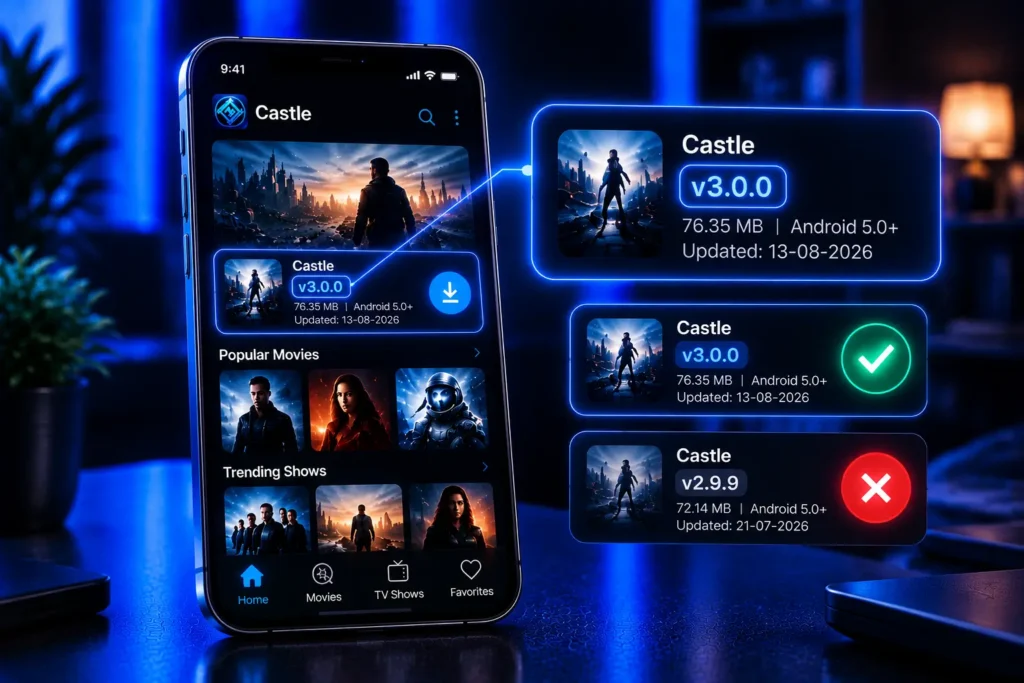 Check the Castle APK version number before downloading to install the correct app build