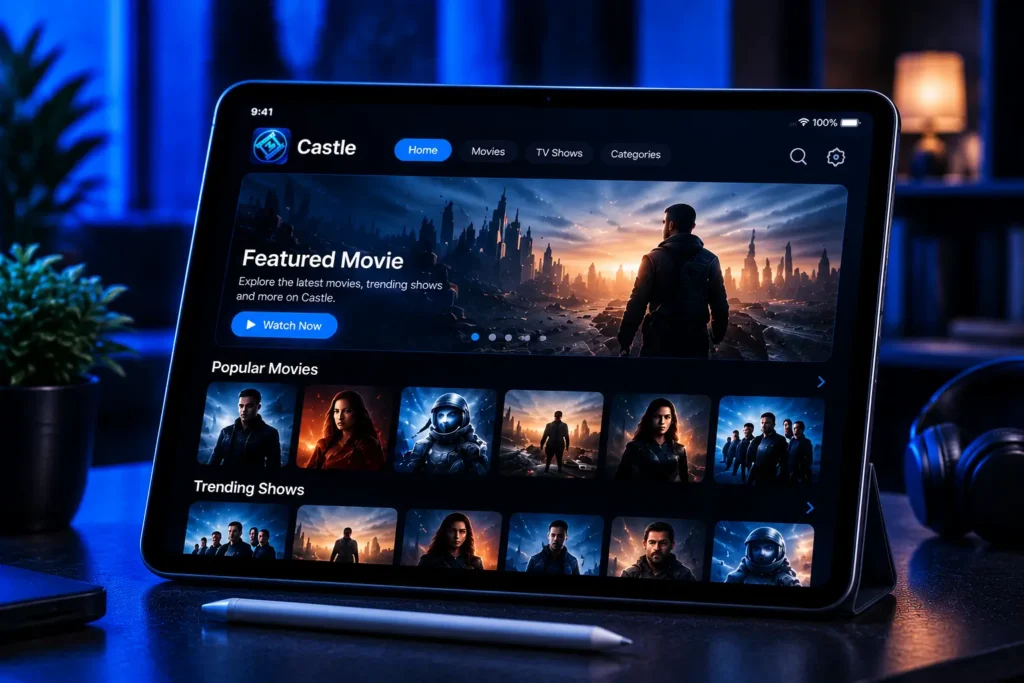 Watch and browse Castle content on an iPad with a larger display for a more comfortable viewing experience