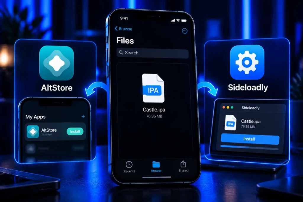 Select a compatible sideloading tool like AltStore or Sideloadly to install the Castle IPA on iPhone or iPad