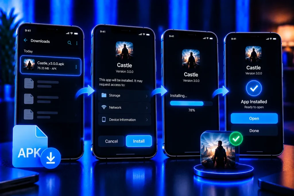 Install the Castle APK on Android and open the app after setup is complete to check the selected version
