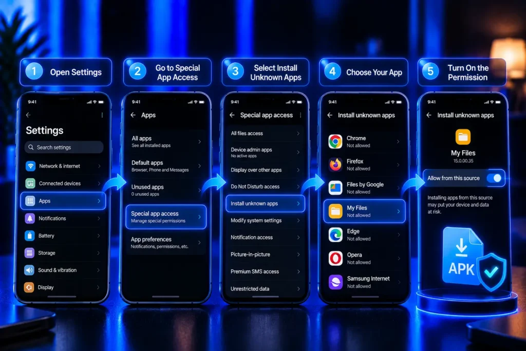 Allow APK installation permission from Android settings for the browser or file manager used to download the Castle APK