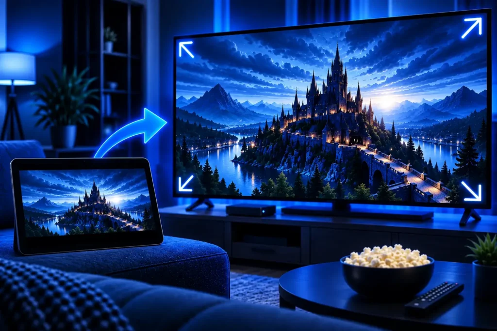 Watch supported Castle content in full-screen mode across the TV display for a larger viewing experience