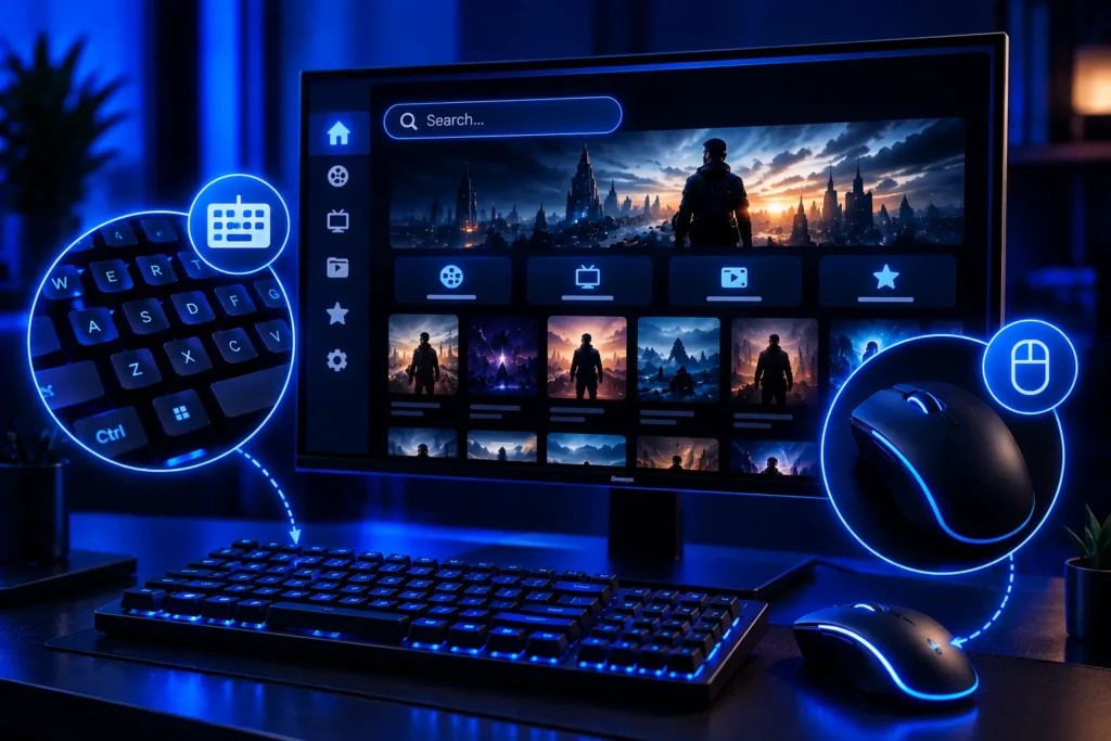 Use a keyboard and mouse to select options and type while using Castle on a computer
