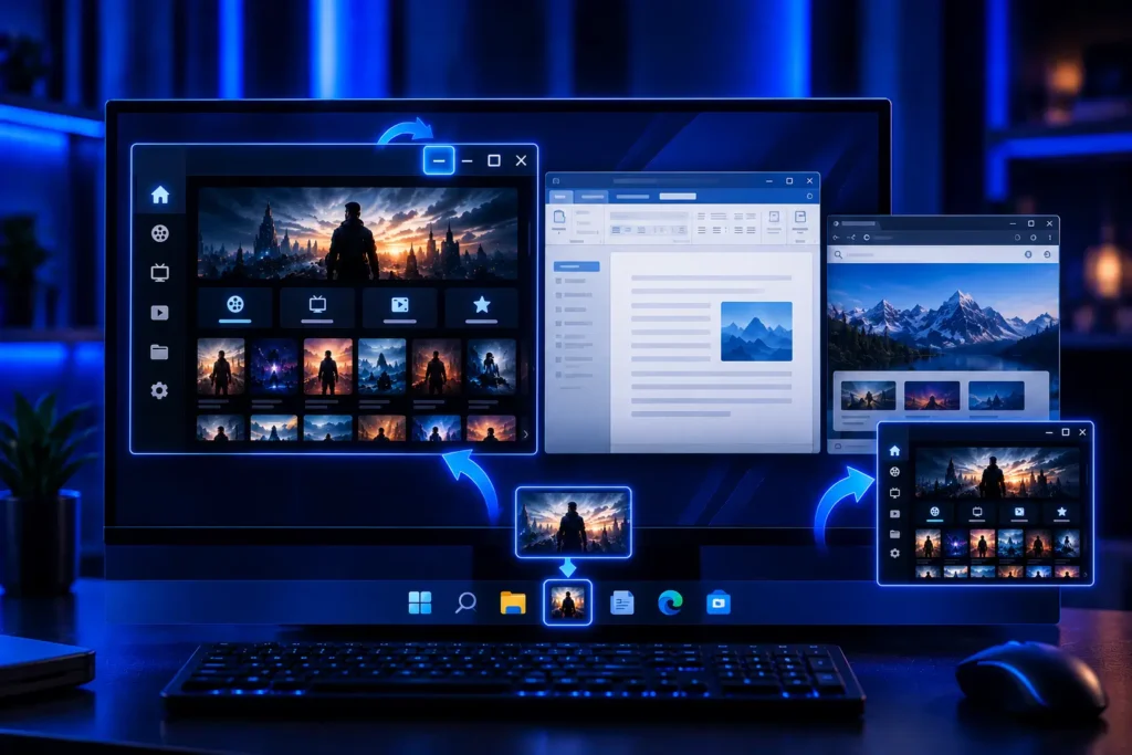 Minimize Castle on Windows, use another program, and return to the app when ready