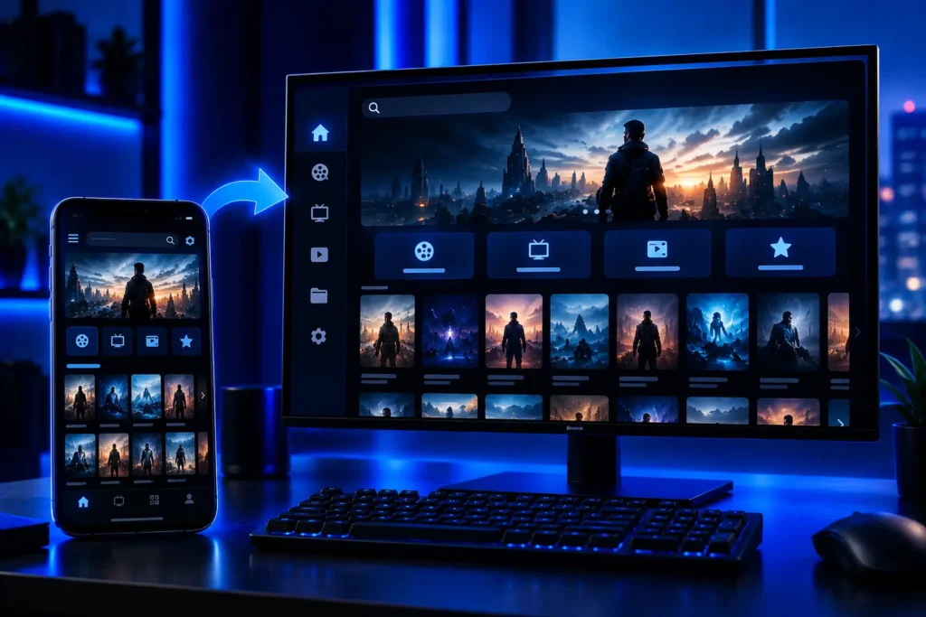 Use Castle on a laptop or desktop to watch content on a larger screen than a phone